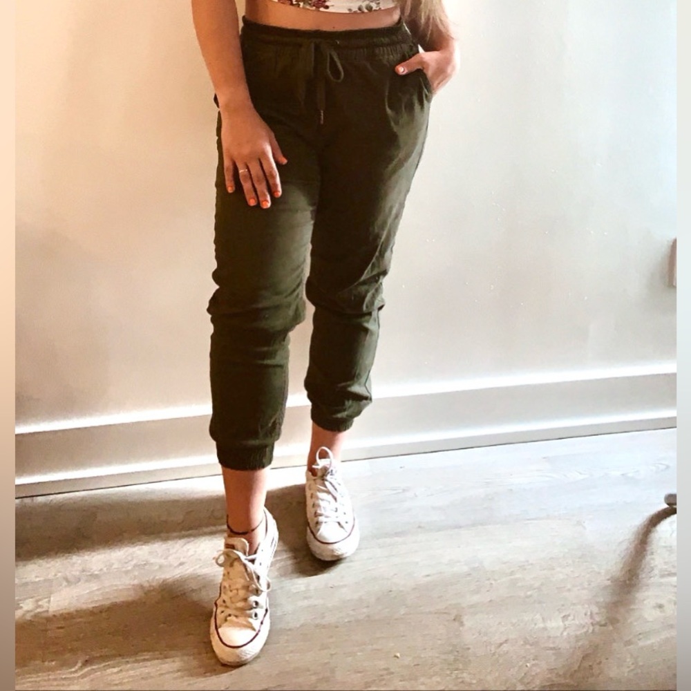 Green Pants with Elastic Ankles